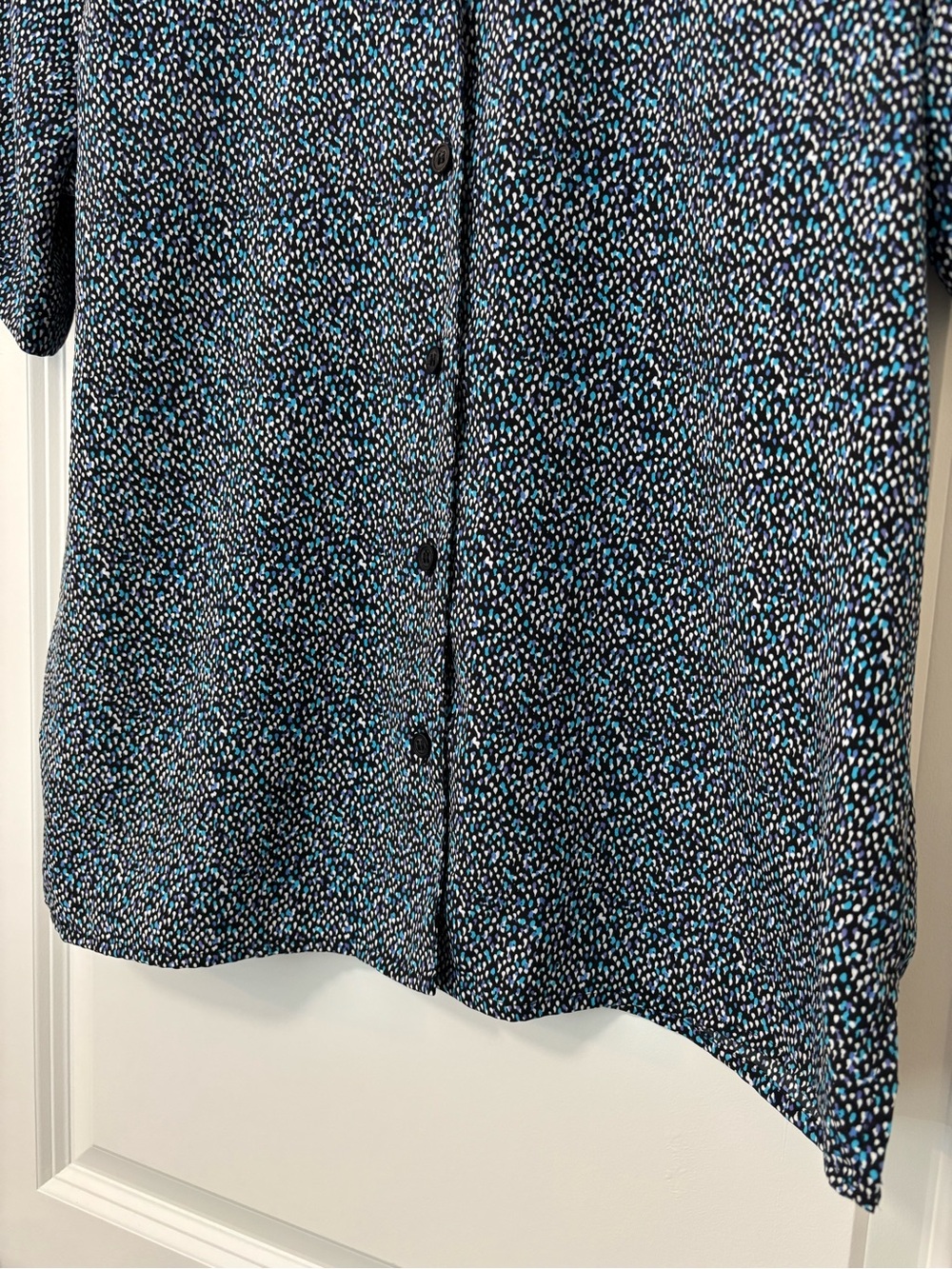 Worthington Vintage 90s Dot Print Short-Sleeve Button Down Top, Size M (Petite) - Picture 4 of 7